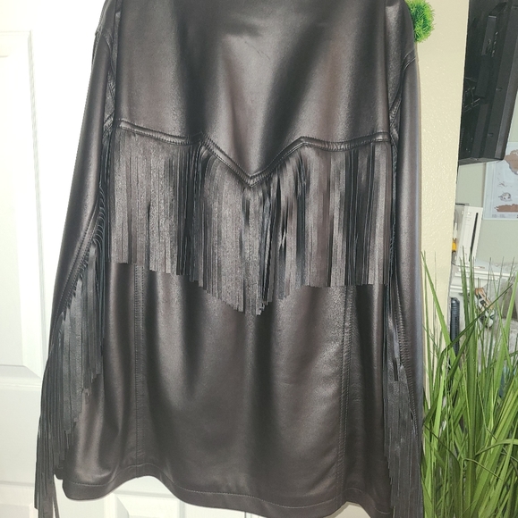 Versace fringe Leather jacket 56it NWT - Picture 2 of 15
